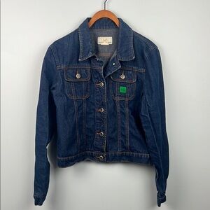 Todd Oldham women’s large button down jean jacket dark wash denim vintage